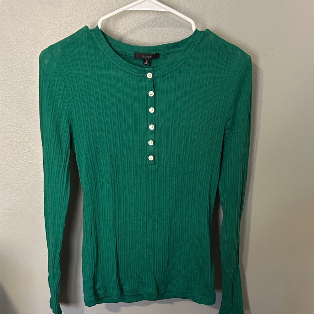 J. Crew Emerald Long Sleeve Henley Top